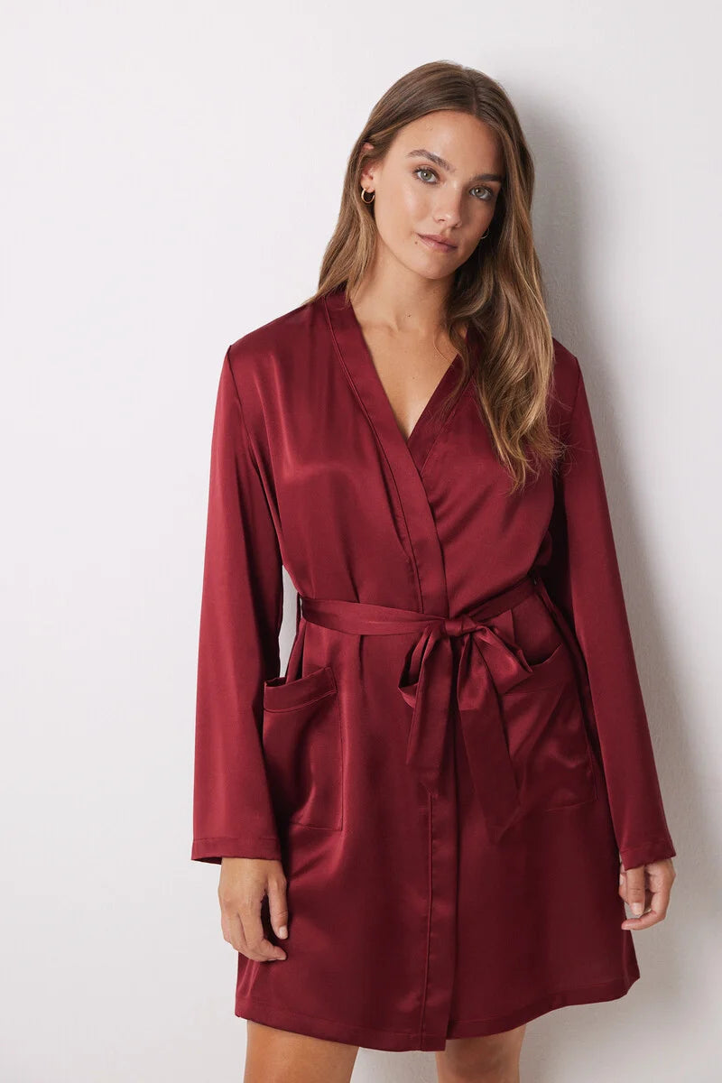 Burgundy midi satin robe – Women'secret KSA