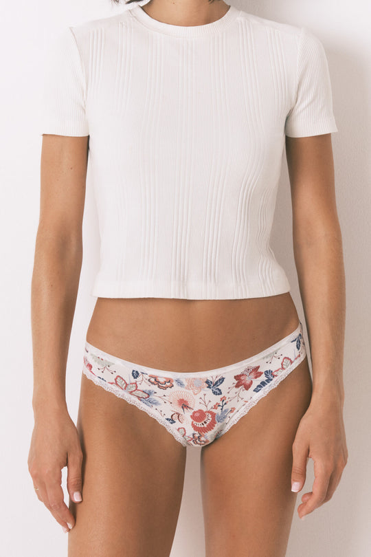 سروال داخلي كلاسيكي ميكروفايبر عاجي مطبوع