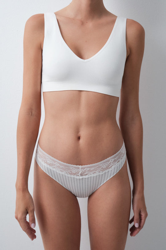 Striped cotton classic lace panty
