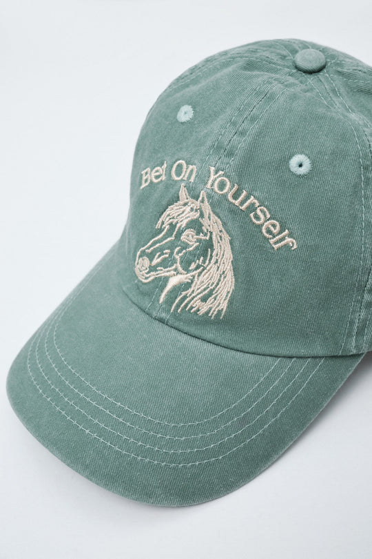 Green cotton horse cap