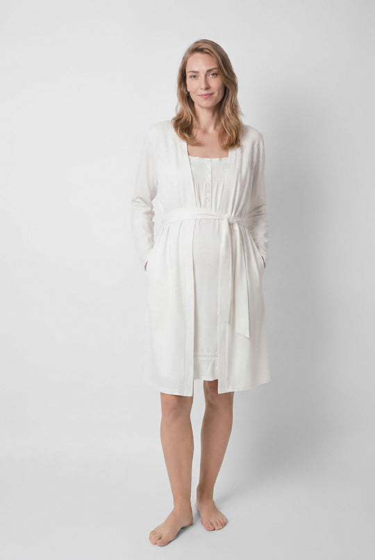 White cotton belted robe