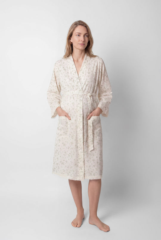Floral cotton midi robe