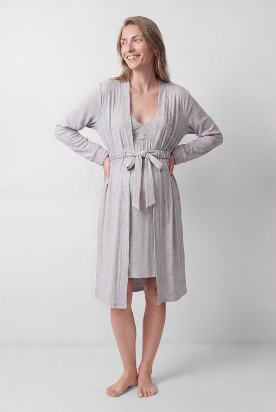 Grey belted midi robe
