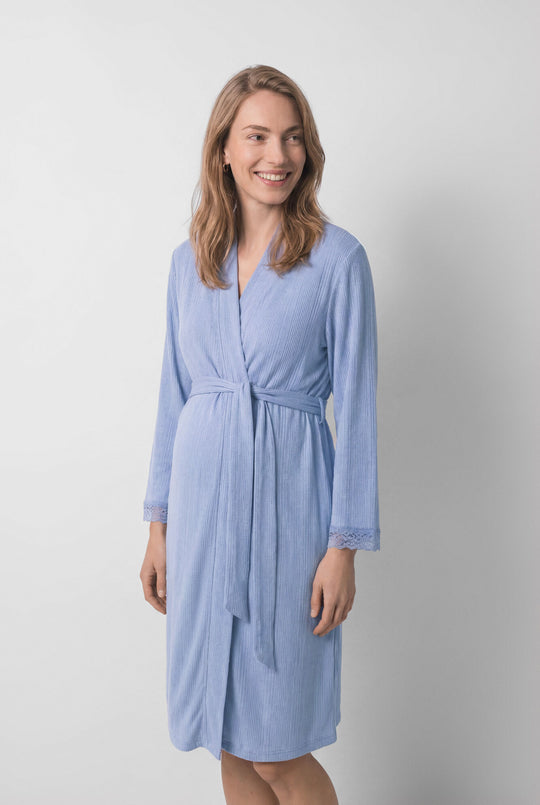 Blue midi robe with belt