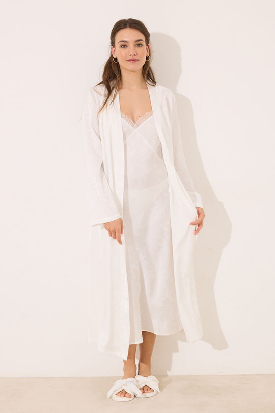 White long satin robe