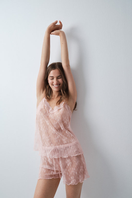 Short lace strap pyjamas