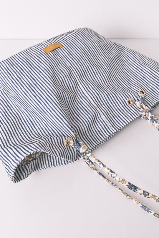 Striped canvas shopper bag