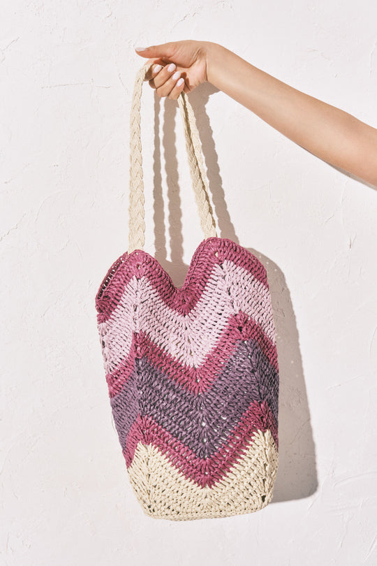 Multicoloured raffia shoulder bag