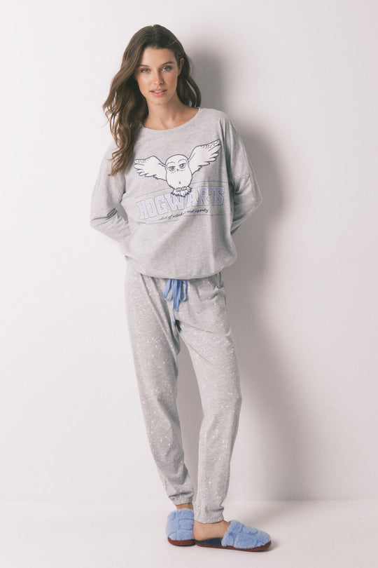 Long grey Hedwig cotton pyjamas