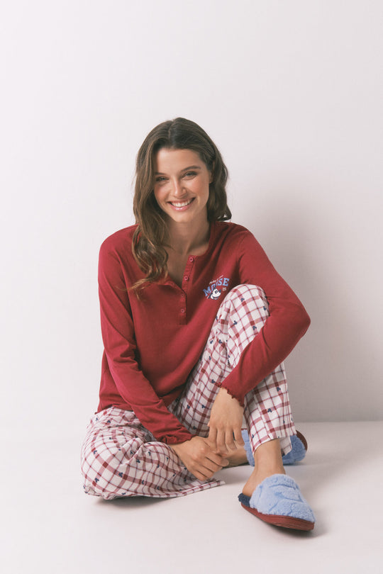 Long red Mickey cotton pyjamas