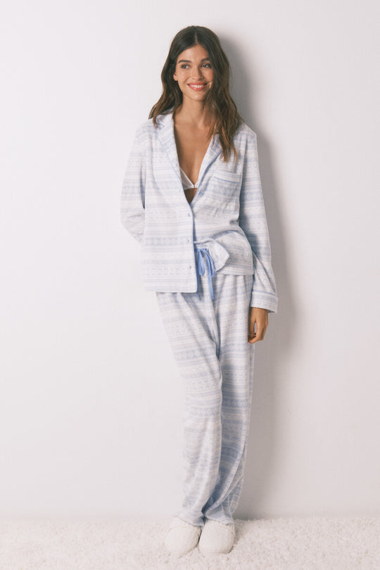 Long pyjamas fleece pyjamas with border