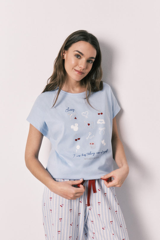 Cotton short sleeve long pyjamas MICKEY