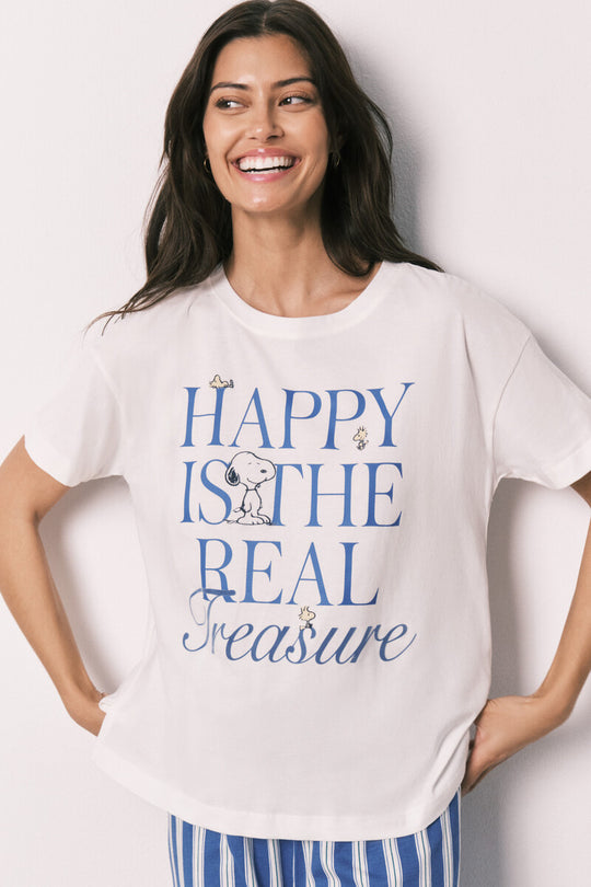 Happy Snoopy Short Sleeve Cotton Pajamas