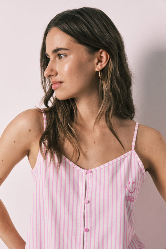 Striped cotton short pyjamas with ruffles SmileyWorld®