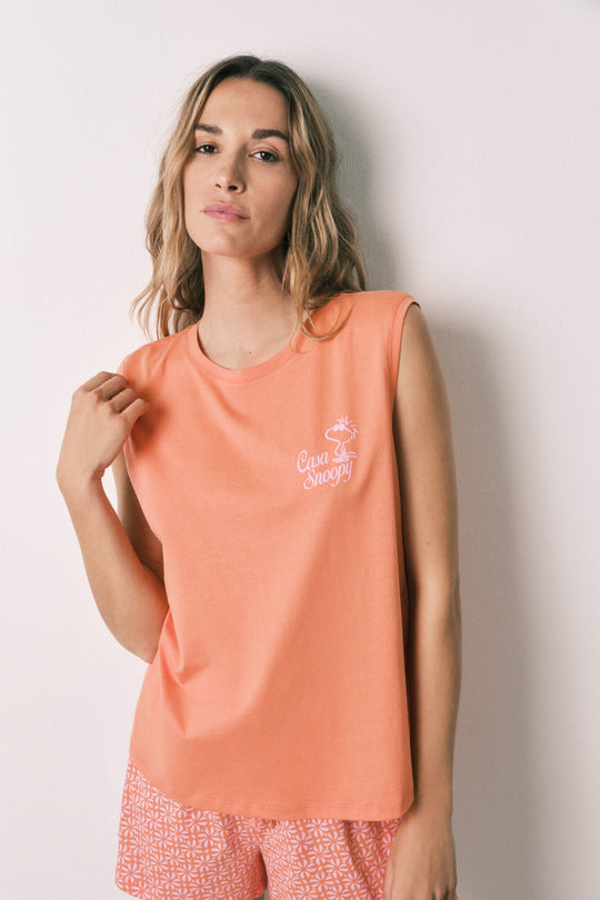 Orange cotton short pyjamas Woodstock
