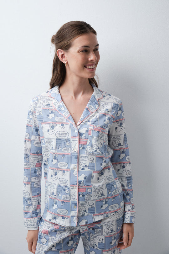 Snoopy comic long shirt pajamas