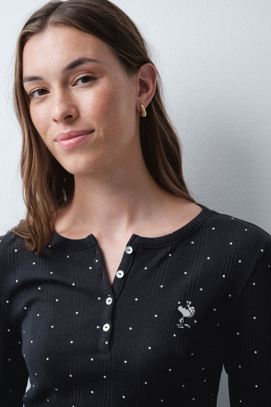 Woodstock star print long pyjamas with buttons