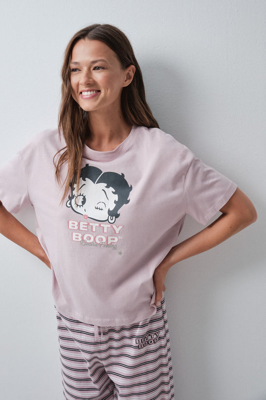 Pink striped long pyjamas Betty Boop