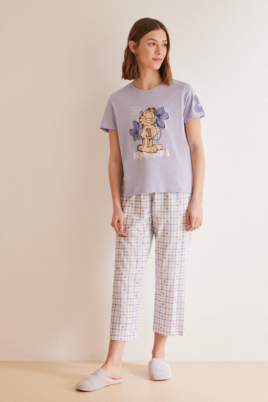 Lilac 100% cotton Garfield pyjamas
