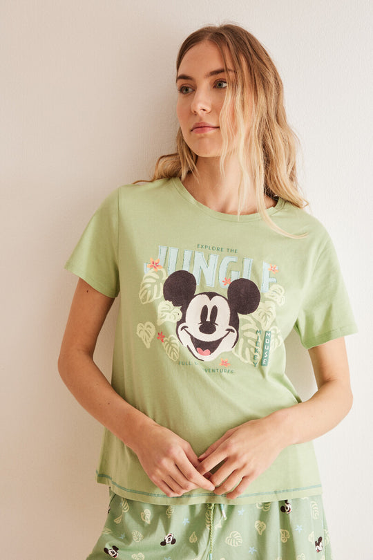 Green 100% cotton Mickey pyjamas