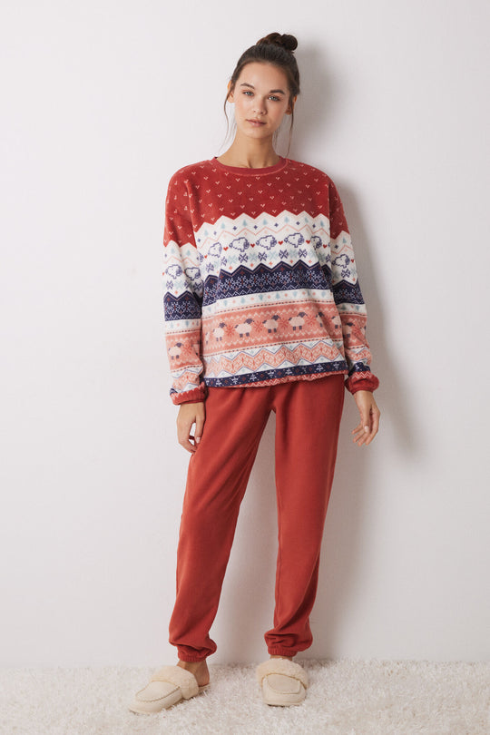 بيجاما سنوبي طويلة من الفليس الناعم 