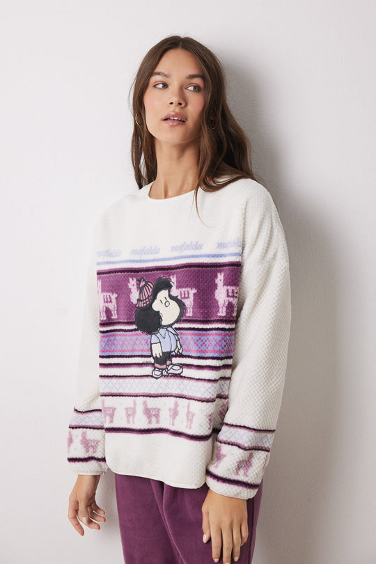 Mafalda embossed velvet long pajamas