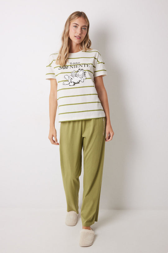 بيجاما طويلة من القطن بشخصية غارفيلد بأكمام قصيرة لعشاق الكرتون