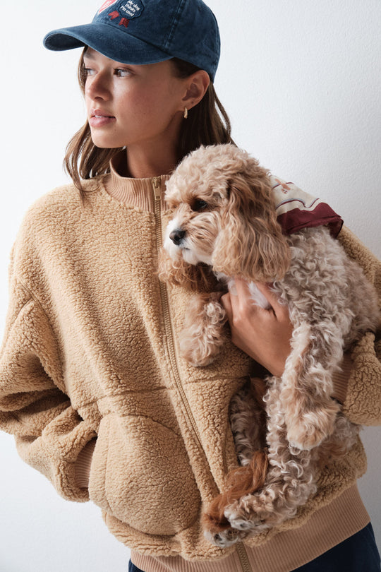 Camel faux shearling jacket