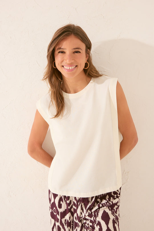 تيشيرت نسائي بحمالات قطن ابيض 100٪