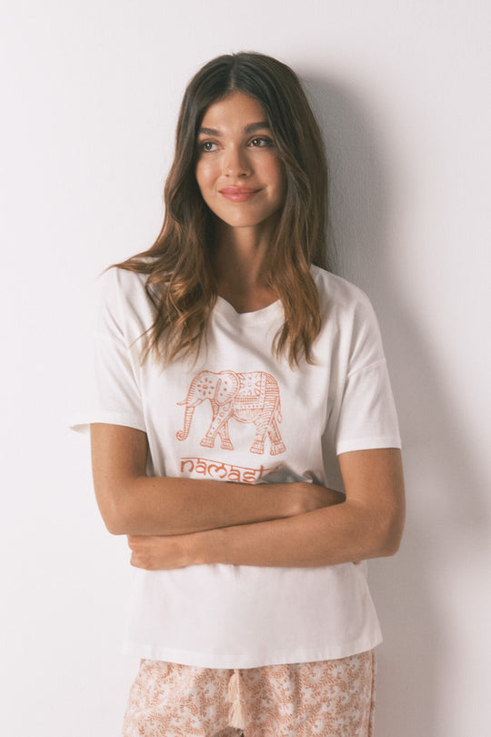 100% cotton "Namaste" white T-shirt