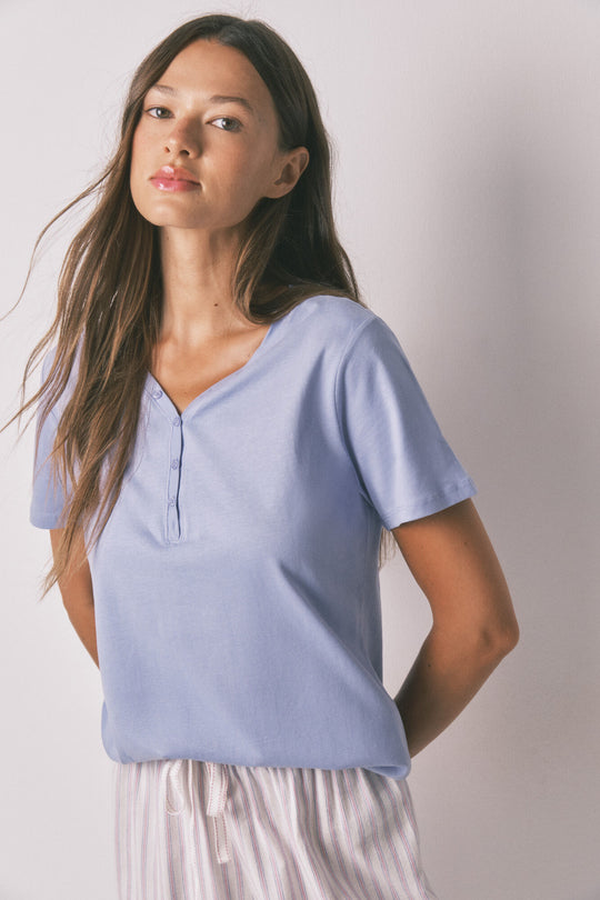 Lilac brushed cotton short sleeve T-shirt