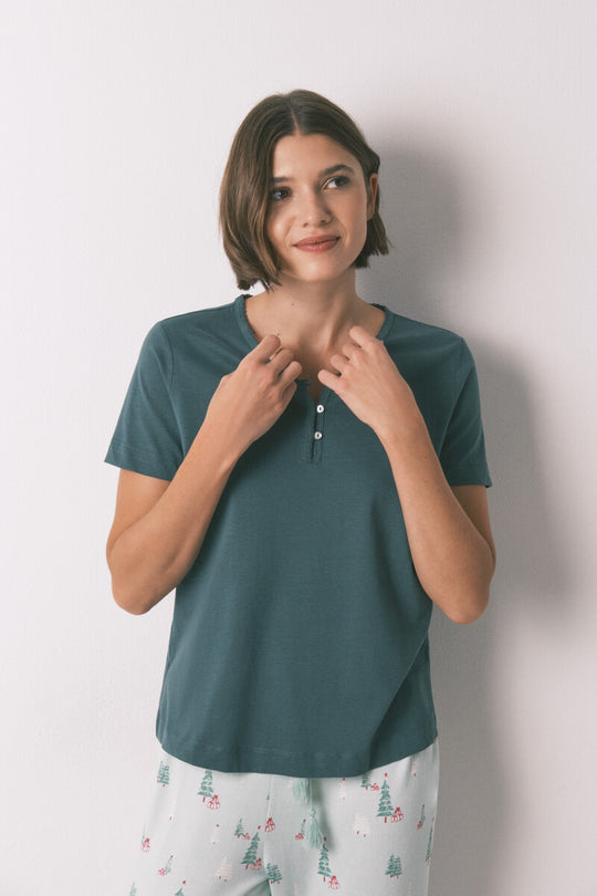 100% cotton green short sleeve T-shirt