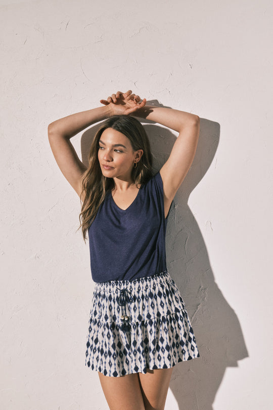 Blue sleeveless T-shirt