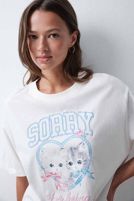 White cotton graphic T-shirt