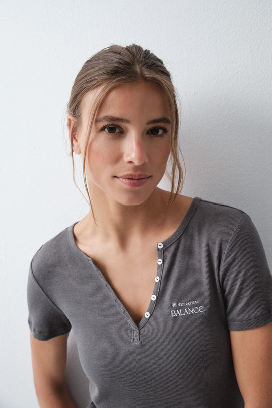 Grey cotton short sleeve T-shirt
