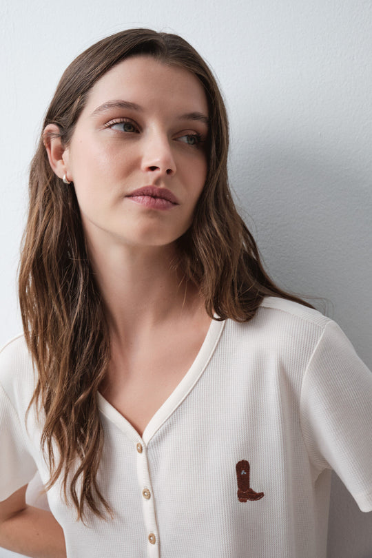 Beige short sleeve T-shirt