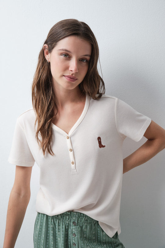 Beige short sleeve T-shirt