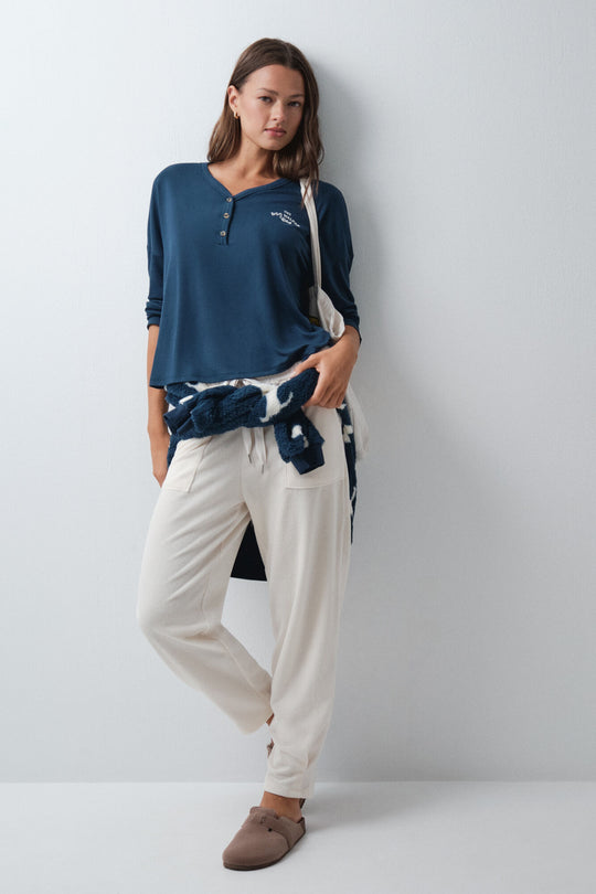 Blue soft jersey-knit T-shirt
