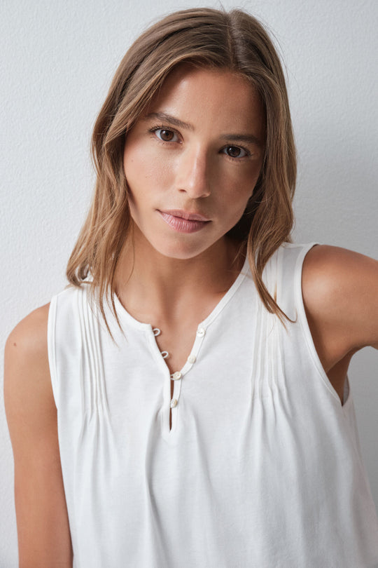 White cotton sleeveless T-shirt
