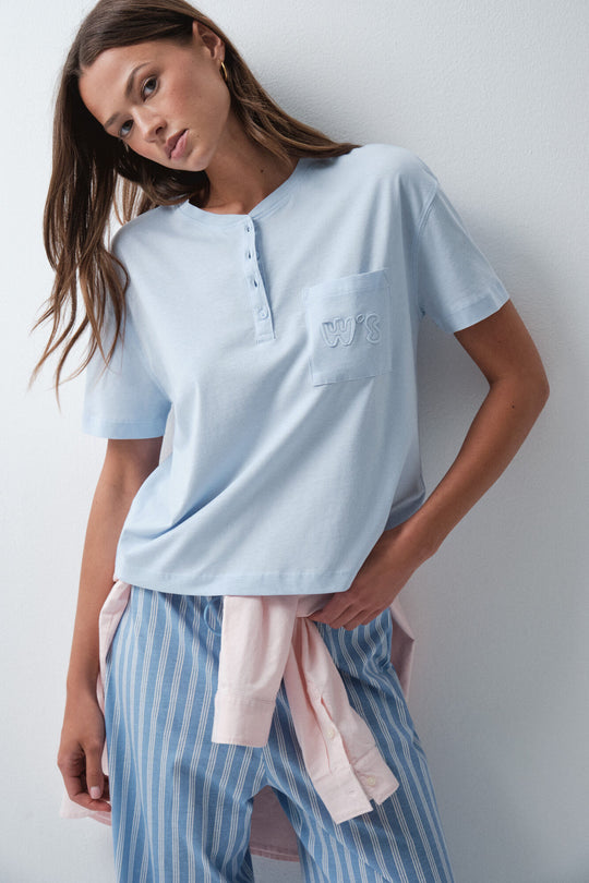 Blue cotton T-shirt