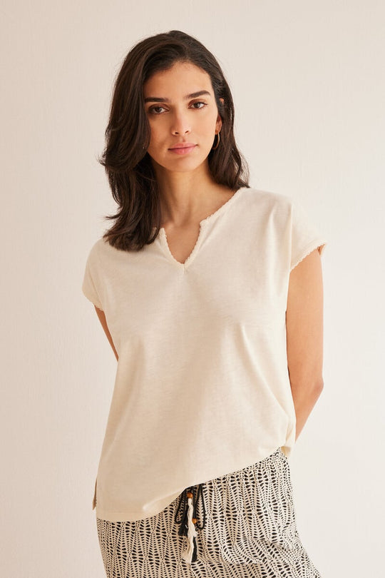 تي شيرت قطني عاجي