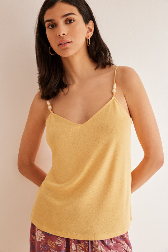 Yellow textured vest top