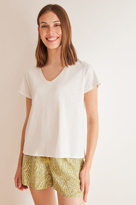 قميص تي شيرت أبيض من القطن 100%