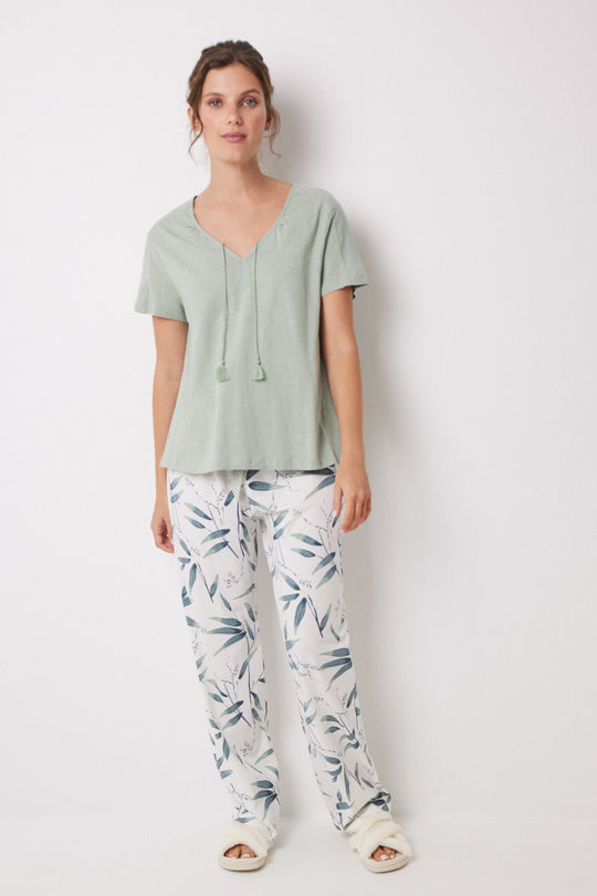 Green 100% cotton short-sleeved T-shirt