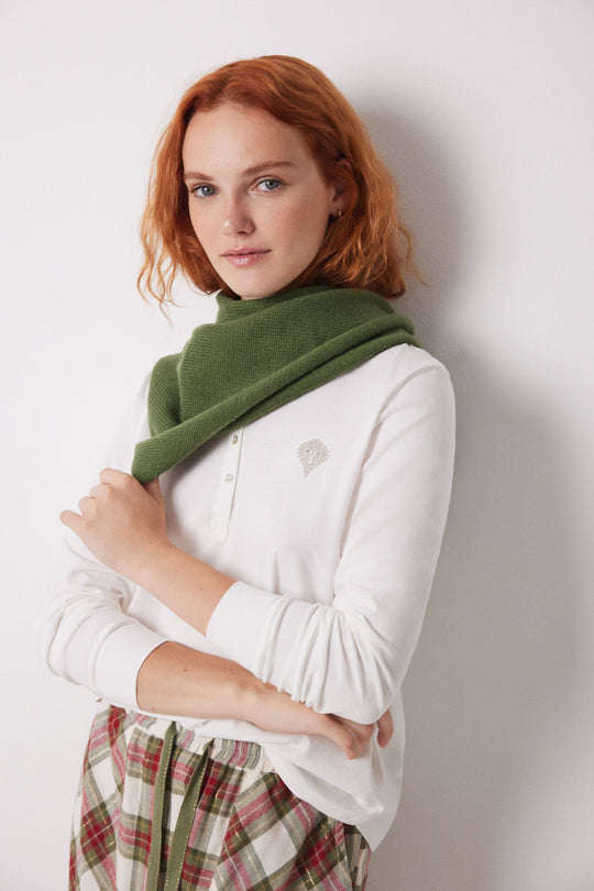 تيشيرت طويل بأكمام 100% قطن من اللون العاجي