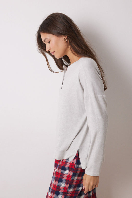 Grey velvet long sleeve shirt