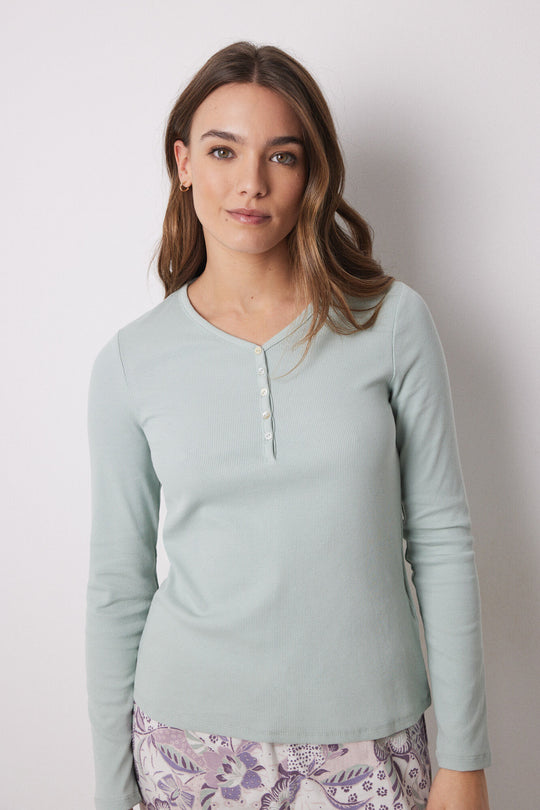 Green ribbed long sleeve -shirt