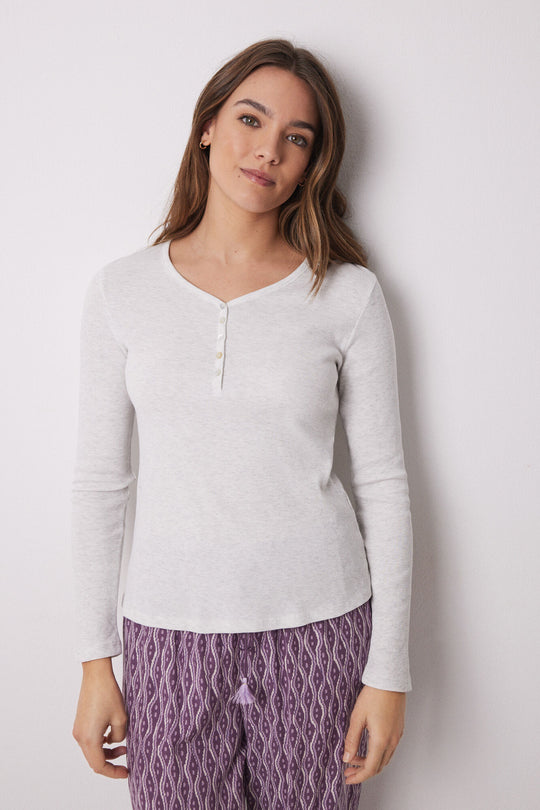 Gray ribbed long sleeve -shirt