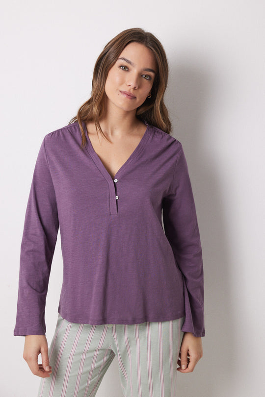 Purple 100% cotton long sleeve -shirt