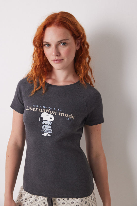 تيشيرت مضلع بأكمام قصيرة Snoopy